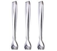 3 Pièces Pinces Cuisine en Acier Inoxydable pour Glaçons et Sucre | Service pour Whisky et Restaurant, Usage Polyvalent, Finition Argentée, Lot de Deux, Format Compact