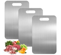 3 Pièces Planche à Découper en Titane, 24x15cm INOX des Deux Côtés | Alimentaire et Antibactérienne Titanium Cutting Board, pour Légumes Viande Fruits