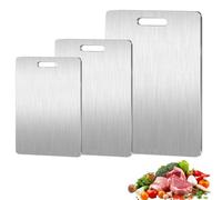 3 Pièces Planche a Decouper en Titane, Cutting Board Reversible Resistan | Planche à Découper Inox Double Face, Planche a Decouper Léger Chopping Board pour Couper la Viande les Fruits et les Légumes