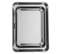 3 Pièces Plaque à Pâtisserie Rectangulaire en Acier Inoxydable 430 | Nettoyage Facile, Format Compact, Surface Lisse Antiadhésive, pour Barbecue et Fête