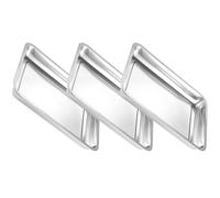 3 Pièces Plateau Rectangulaire en Acier Inoxydable, Argenté | Usage Alimentaire, Surface Polie Lisse et Résistante, Réutilisable, Service et Rangement pour Maison