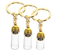3 Pièces Porte-clés Mini Flacon en Verre Transparent, Or | Distributeur D’huile Essentielle, Trou de 4mm, Style Décoratif, Pendentif Paquet à Dos, Présent