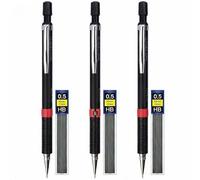 3 Pièces Porte Mine 0.5,Porte Mine,Criterium Dessin,Criterium 0.5(Noir) | Mechanical Pencil,Contient 36 Mines de Crayon,pour Dessiner,Ecrire,Prendre des Notes