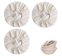 3 Pièces Ronde Banneton Toiles en Lin pour Pain,Paniers à Pain Doublés en Tissu de Lin,Doublure de Corbeille à pain élastique,Accessoires de Faire son Pain et son Levain