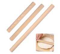 3 Pièces Rouleau a Patisserie en Bois de Hêtre 25cm/30cm/45cm Rouleaux à Pâtisserie, Rolling Pin Sans Poignée, Rouleau à Pâte en Bois pour Pizza, Pâte, Biscuits, Pain, Fondant, Tartes et Crêpes