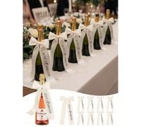 3 pièces Ruban décoratif en polyester pour bouteille de champagne, nœud cadeau blanc, convient pour mariage, anniversaire, etc. Les utilisateurs doivent faire le nœud eux-mêmes. Polyester