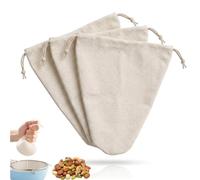 3 Pièces Sac à Lait Végétal Bio Lavables, Sac Filtrant et Étamine Alimentaire pour Lait de Noix et Jus de Fruits, Dimensions 30 x 30 cm en Coton et Lin