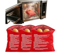 3 Pièces Sac Cuisson Pomme,Poche à Micro-ondes Pomme,Sac Cuisson Micro Ondes pour Cuisson Rapide Des Pdt,18x25 cm