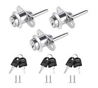 3 Pièces Serrure Tiroir avec Clé Serrure Caisson de Bureau Serrure à Piston | pour Classeurs Armoire Vitrine, Diamètre 16 mm, Longueur 61 mm (Argent)