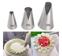 3 pièces/set 580 En Acier Inoxydable Glaçage Buse Set , Idéal Pour Décoration Gâteaux , Petits Gâteaux , Biscuit , Outils De Cuisson , Pâtisserie Accessoire , Crème Outil , Design V Et Vague Décoratio