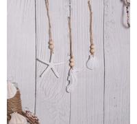 3 pièces Set de décoration murale thème océanique, ornements de style marin avec hippocampe, étoile de mer et coquillage, art mural de style bohème avec corde de jute, décorations suspendues de vie ma