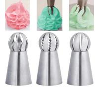 3 pièces Set de douilles à pâtisserie en acier inoxydable, douilles rondes à glaçage, douilles de décoration professionnelles pour la cuisine et la pâtisserie maison, décoration de gâteaux, ustensiles