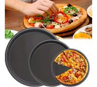 3 pièces Set de plaques à pizza anti-adhésives - Résistant à la rouille, lavable au lave-vaisselle - Convient pour la cuisson à la maison et l'utilisation en restaurant - Parfait pour la cuisson de pi