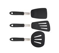 3 Pièces Set de Spatules de Cuisson en Silicone Noir pour Steak