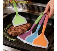 3 pièces Set de spatules multifonctionnelles en silicone - 4 couleurs Spatules de cuisine résistantes à la chaleur convenant aux poêles anti-adhésives, au gril, aux steaks, aux œufs et aux crêpes. Idé