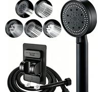 3 pièces/Set Ensemble de pomme de douche à main haute pression 5 vitesses, kit de pomme de douche multifonction pour salle de bain, pomme de douche à effet pluie en plastique ABS à haut débit avec tuy