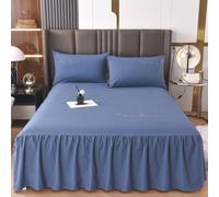 3 pièces Set Jupe De Lit À Volants, Doux et Respirant Couvre-Lit/Drap-Housse en Douce avec Taie d'oreiller, Housse de Drap Couleur Unie pour Chambres Et Dortoirs
