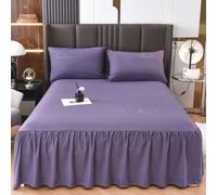 3 pièces Set Jupe De Lit À Volants, Doux et Respirant Couvre-Lit/Drap-Housse en Douce avec Taie d'oreiller, Housse de Drap Couleur Unie pour Chambres Et Dortoirs