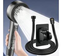 3 pièces/set Nouvelle pomme de douche de haute qualité à 4 réglages avec filtre, tuyau en acier inoxydable de 1,5 m, support mural en ABS sans perçage. Accessoires de salle de bain et outils de salle