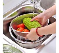 3 pièces/set Passoire en acier inoxydable avec poignées compactes, panier-passoire de cuisine durable pour les légumes, le riz et les fruits, accessoire de drainage essentiel pour la maison Plusieurs 