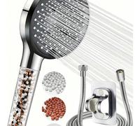3 pièces/set Pomme de douche pressurisée à 5 modes avec filtre, pomme de douche à main, pomme de douche ronde en plastique multifonction, idéal pour les salles de bain de la maison et de l'hôtel, les 