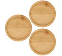 3 Pièces Soucoupe Ronde en Bois pour Pots de Fleurs, Couleur Khaki | Collecte L’excès D’eau, Limite les Traces, Facilite le Déplacement du Pot