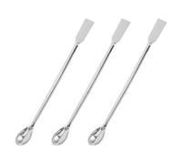 3 Pièces Spatule de Laboratoire Double Embout à Long Manche | Creuset Graphite, Dosage D’additifs, Transfert D’échantillons, Surface Polie, Argenté