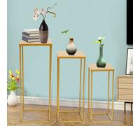3 pièces Supports pour plantes Supports pour vases Tabourets pour fleurs Métal Support Balcon Pot de fleurs Vase Étagère amovible Support doré