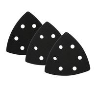 3 Pièces Tampons de Rechange Triangulaires 93x93x93 mm, Plateau Ponceuse Triangulaire avec 6 Trous, Patin de Rechange (Noir)