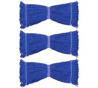 3 Pièces Tête de Balai à Franges en Coton Bleu, Rechange Robuste | Compatible Tête à Boucle et Bande, Usage Maison et Espaces Industriels