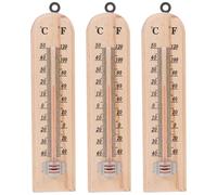 3 Pièces Thermomètre Intérieur en Bois, Simple, Suspendu | Mesure de Température, Style Classique et Décoration Discrète, Usage Extérieur, Serrage, Terrarium, Couleur Khaki