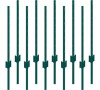 3 pieds de poteaux de clôture, lot de 10 poteaux en T, poteaux de clôture métalliques robustes, verts