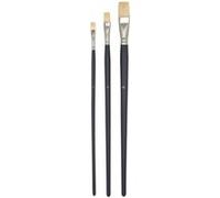 3 pinceaux - Plats - Acrylique - Huile - Manche long - N°6, 12 et 20 - Beaux-arts - Loisirs créatifs
