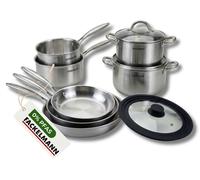 3 poêles à Frire 20 24 et 26 cm, Casseroles 1 et 18 cm, Faitouts 20 24 cm inox 18/10 Triply, Couvercle Fackelmann Vita3