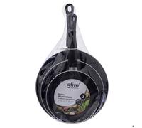 5five Lot de 3 poêles aluminium Indu 20/24/28 cm Noir