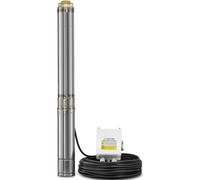 3.pompe de puits 5" - Pompe tubulaire en acier inoxydable 500W,Pompe de puits profond,Pompe immergée avec 15 m de câble pour village, famille, ferme (débit max. 2000 l/h, hauteur max. de refoulement :