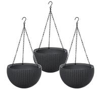 Lot de 3 pots suspendus Keter Sphere Planter, couleur anthracite