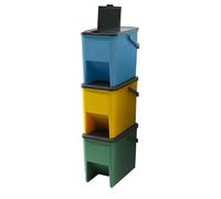 Kitchen Move Poubelles BERGEN – Lot de 3 empilables 20 L, tri sélectif – Jaune/Bleu/Vert/Gris