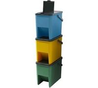 Kitchen Move Poubelles BERGEN – Lot de 3 empilables 20 L, tri sélectif – Jaune/Bleu/Vert/Gris