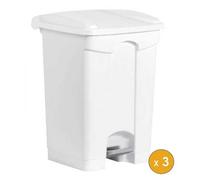 3 Poubelles à tri à pédale 45 litres pour Sac 120 litres - Blanc