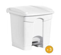 3 Poubelles à tri à pédale pour Sac 120 litres - Blanc