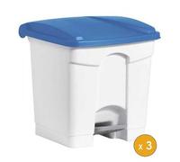 3 Poubelles à tri à pédale pour Sac 120 litres - Bleu
