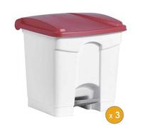 3 Poubelles à tri à pédale pour Sac 120 litres - Rouge
