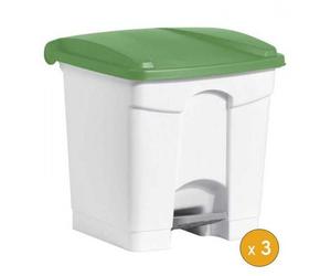 3 Poubelles à tri à pédale pour Sac 120 litres - Vert
