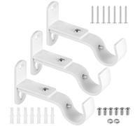 3 Pz Supporti per Bastoni Tendes, Ganci per Tende Regolabili, Supporti per Bastone Tenda in Metallo, Staffe per Tende aste da parete per casa, camera da letto, ufficio(bianco)