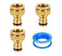 3 Raccords en Laiton Compatible Gardena 1/2" 3/4", Adaptateur Tuyau d'Arrosage pour Robinet de Jardin et Irrigation, Fourni avec Bande d'Étanchéité (laiton)