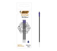 Recharge Re'new Stylo Bille Cristal Moyen 3 Pcs Bleu