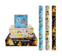 3 rouleaux de papier cadeau d'anniversaire 43 cm x 3 m, papier cadeau recyclable, imprimé avec cheval et phoque, convient pour la décoration de cadeaux d'anniversaire pour enfants garçons filles