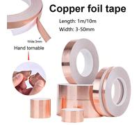 3 Rouleaux de ruban adhésif en cuivre de 3 mm à 50 mm avec adhésif conducteur pour guitare et protection EMI, artisanat, réparations électriques, mise à la terre Ruban adhésif en feuille de cuivre 3/5