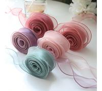 3 rouleaux de ruban en chiffon, soie, organza, satin pour l'artisanat DIY, l'emballage-cadeau, la décoration, les bouquets de mariage, les couronnes, les fournitures de couture Violet-3 rouleaux,Vert-